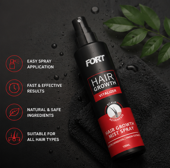 FORT Minoxidil Hair Growth Spray - Hair Tonic for Hair Care and Hair Growth - Premium Hair Care Product Women and Men all Hair Types