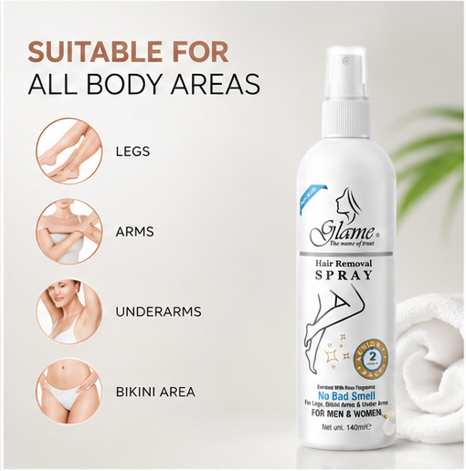 Hair Removal Spray for Women & Men | Removes Body Tan | Painless & Irritation Free Body Hair Removal for Chest, Legs, Arms, Hands, Underarm & Back (140 ML)